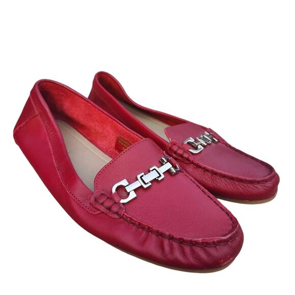Red Leather Slip On loafers sz 9 - Picture 3 of 8